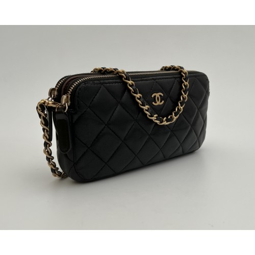 Chanel wallet black leather...