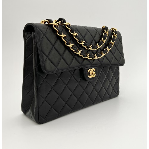 Chanel Jumbo black leather vintage...