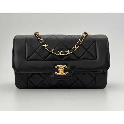 Chanel Diana black leather...